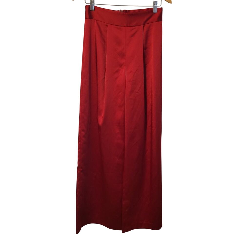 Muse by Marchesa  Wide Leg Trousers Womens 4 ‎ Red  Pleated Satiny Office